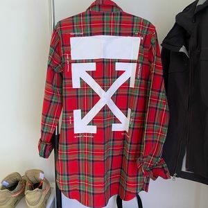 Off-White Arrows Men’s Check Flannel in Red Plaid (S/P)